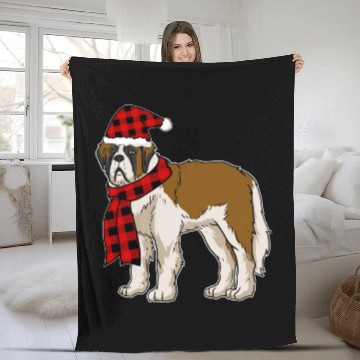 Discover Bernard Buffalo Plaid St Bernard Dog Lover Christm Fleece Blankets