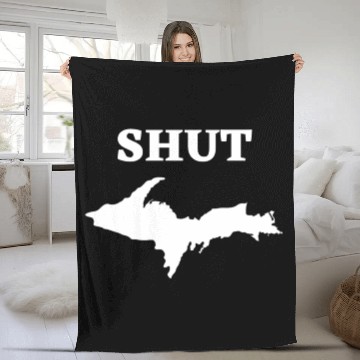 Discover Shut U.P., Upper Peninsula of Michigan Yooper 906 Fleece Blankets