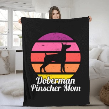 Discover Doberman Pinscher Mom I Retro MinPin Mom Fleece Blankets