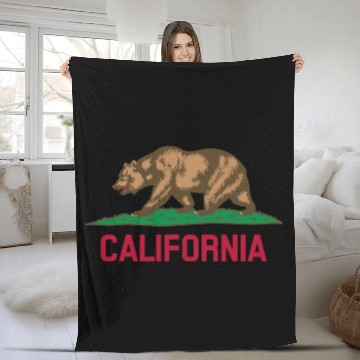 Discover California Bear Fleece Blankets