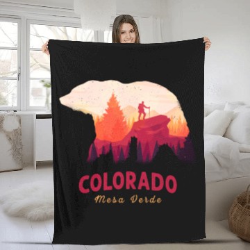 Discover Vintage Mesa Verde National Park Colorado Fleece Blankets
