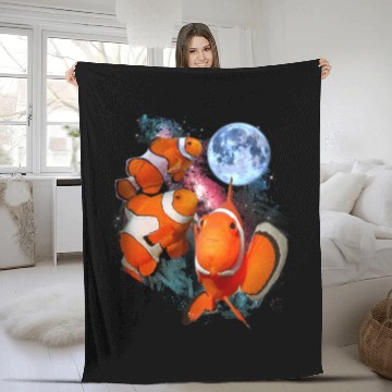 Discover 3 Moon Clown Fish Sea Anemonefish Lovers Fish Art Fleece Blankets