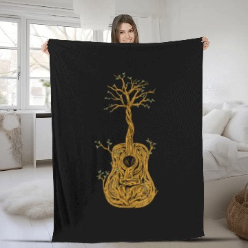 Discover Guitar Tree of Life Nature Guitarist Gift Fleece Blankets