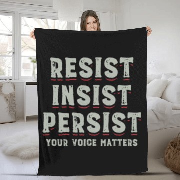 Discover Persist Insist Resist Elections Protest Rally 3D Fleece Blankets