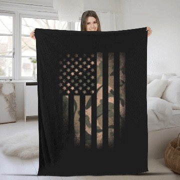 Discover American Flag Military Tactical Camouflage Desert Fleece Blankets