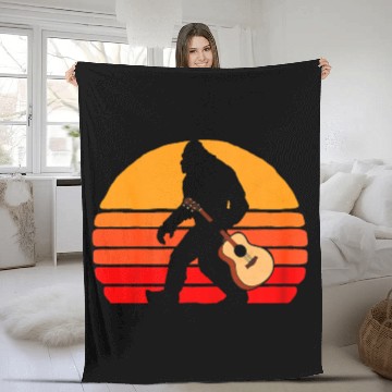 Discover Bigfoot Bring Guitar Vintage Fleece Blankets
