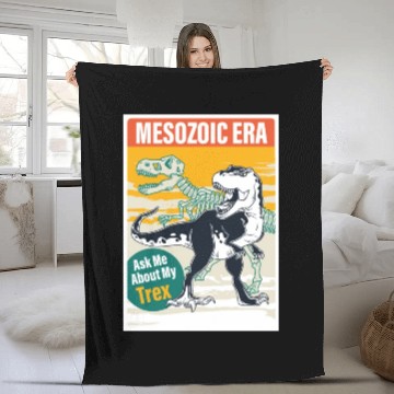 Discover Ask Me About My Trex | Mesozoic Era Fleece Blankets