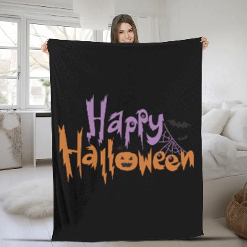 Discover Happy Halloween Spider Pumpkin Trick or treat bat Fleece Blankets
