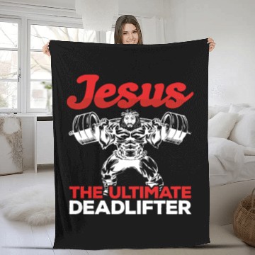 Discover Jesus The Ultimate Deadlifter Gym Weightlifting Fleece Blankets