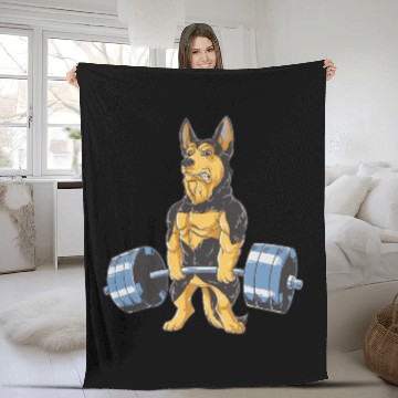 Discover German Shepherd Working Out Funny Doberman gym Fleece Blankets