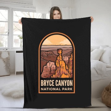 Discover Bryce Canyon National Park Badge Fleece Blankets