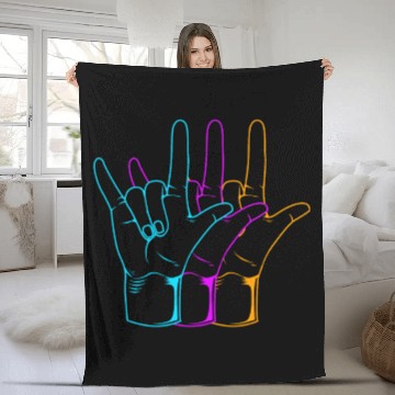 Discover American Sign Language I Love You ASL Fleece Blankets