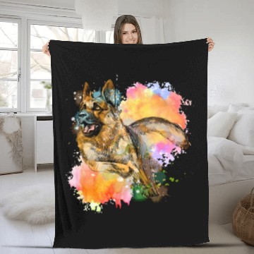 Discover German Shepherd Colorful Dog Lover Fleece Blankets