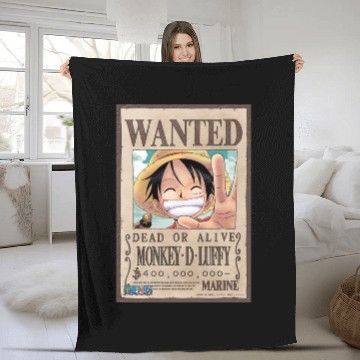 Discover Luffy wanted poster Fleece Blankets