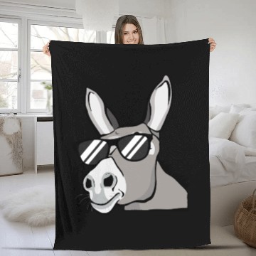 Discover Donkey With Sunglasses House Donkey Farm Animals Fleece Blankets