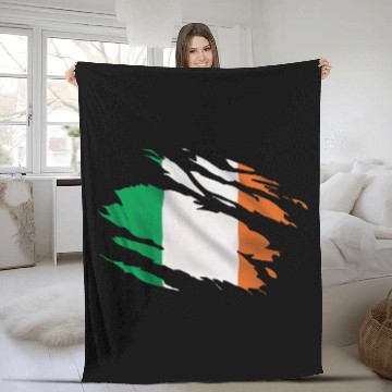 Discover Ireland Ripped Flag Fleece Blankets