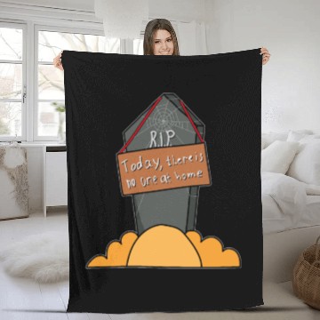 Discover Gravestone Sign There is no one at home Halloween Fleece Blankets