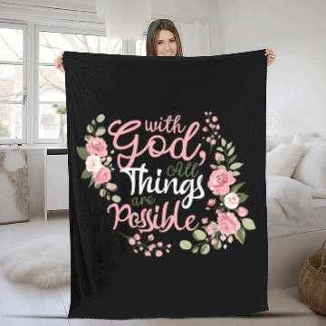 Discover With God All Things Are Possible Jesus Christian Fleece Blankets