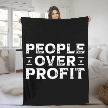 Discover People Over Profit Union Laborer Labor Day Worker Fleece Blankets