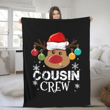 Discover Christmas Cousin Crew Reindeer Matching Pajama Fleece Blankets