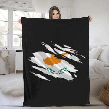 Discover Cyprus Ripped Flag Fleece Blankets