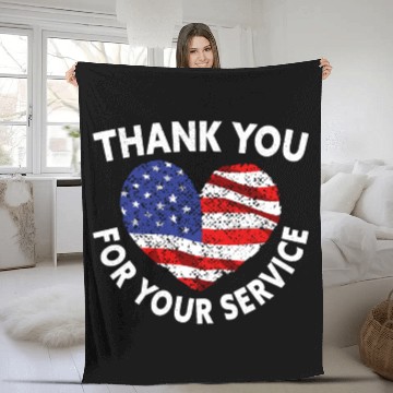 Discover Thank You For Your Service USA Flag Veterans Day Fleece Blankets
