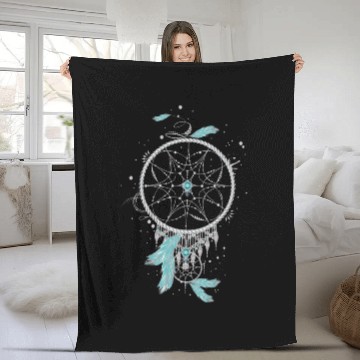 Discover filigree ethno dream catcher made of silver colors Fleece Blankets