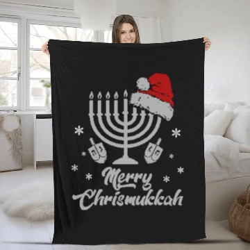 Discover Christmas Ugly Hanukkah menorah Merry Chrismukkah Fleece Blankets