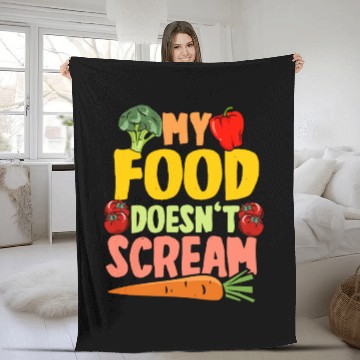 Discover Vegan Vegetarier My Food Doesn't Scream Fleece Blankets