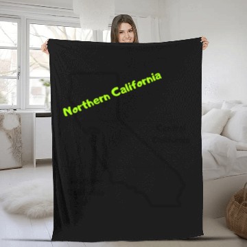 Discover True Northern California Boundary Lines Funny Joke Fleece Blankets
