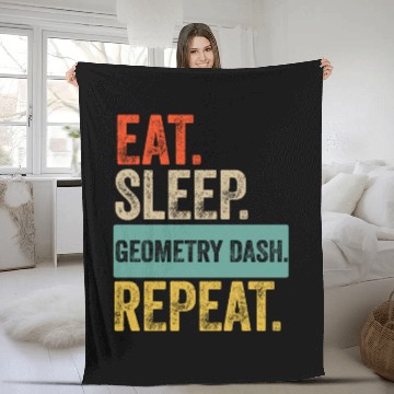 Discover Eat sleep geometry dash repeat retro vintage Fleece Blankets