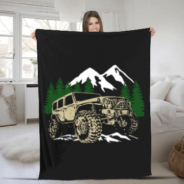 Discover Mountain Jeep 4x4 Offroad Fleece Blankets