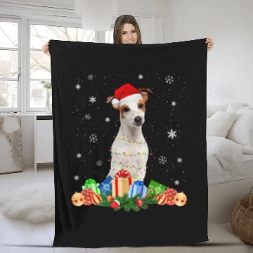 Discover Jack Russell Terrier Dog Christmas Lights Xmas Fleece Blankets