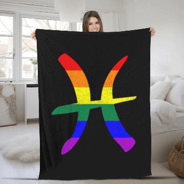 Discover LGBT Gay Pride Flag Pisces Zodiac Sign Fleece Blankets