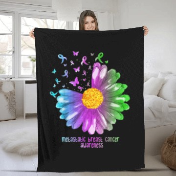 Discover Daisy Butterfly Metastatic Breast Cancer Awareness Fleece Blankets