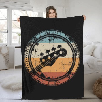 Discover Vintage Bass Guitar Headstock Fleece Blankets