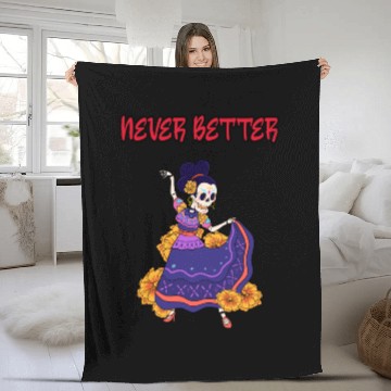 Discover Never better skeleton Fleece Blankets