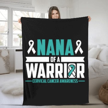 Discover Nana Cervical Cancer Awareness Warrior Teal White Fleece Blankets