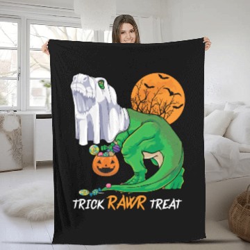Discover Trick Rawr Treat Dinosaur Trex Boys Toddler Hallow Fleece Blankets