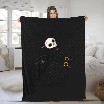 Discover Cat Skull Trick or Treat People with Kindness Fleece Blankets