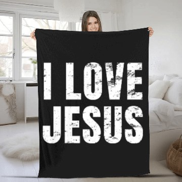 Discover I Love Jesus - Christian Vintage Distressed Fleece Blankets