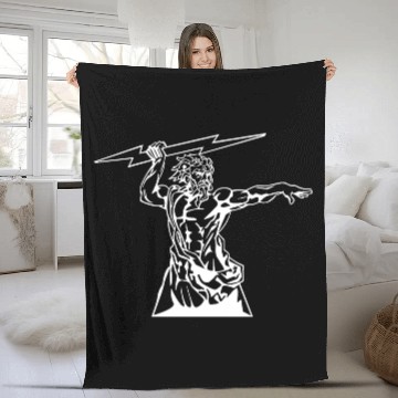 Discover Greek mythology Zeus lightning bolt silhouette Fleece Blankets