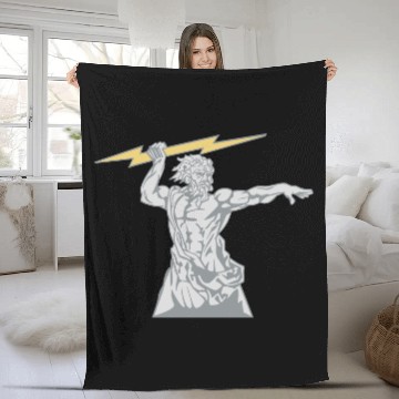 Discover Greek mythology Zeus lightning bolt silhouette Fleece Blankets