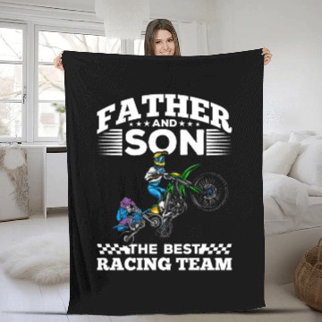 Discover Father and Son the best racing team, motocross Fleece Blankets