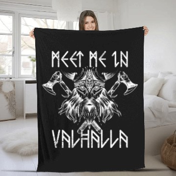 Discover Meet Me In Valhalla Nordic Fleece Blankets Runes Vikings