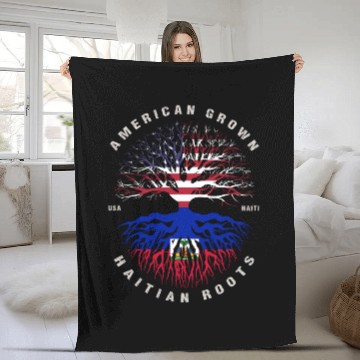 Discover American Grown Haitian Roots Haiti Flag Fleece Blankets