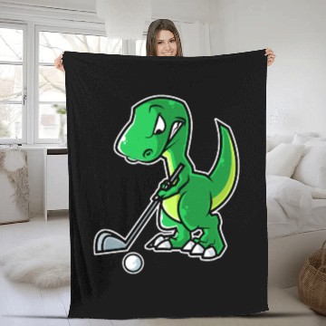 Discover Tyrannosaurus Golf Player Golfer Golfing Funny Fleece Blankets