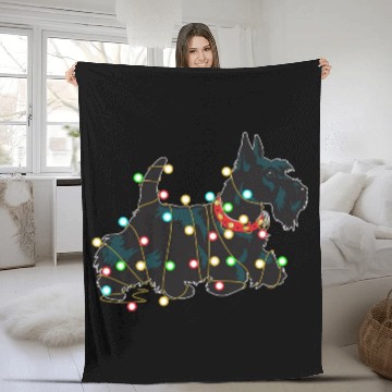 Discover Christmas Lights Scottie Dog Lover Funny Xmas Gift Fleece Blankets