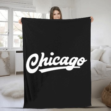 Discover I Love Chicago Vintage Baseball Script Fleece Blankets