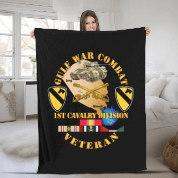 Discover Army War Combat Infantry Vet w 1st Cav Div SSI Fleece Blankets